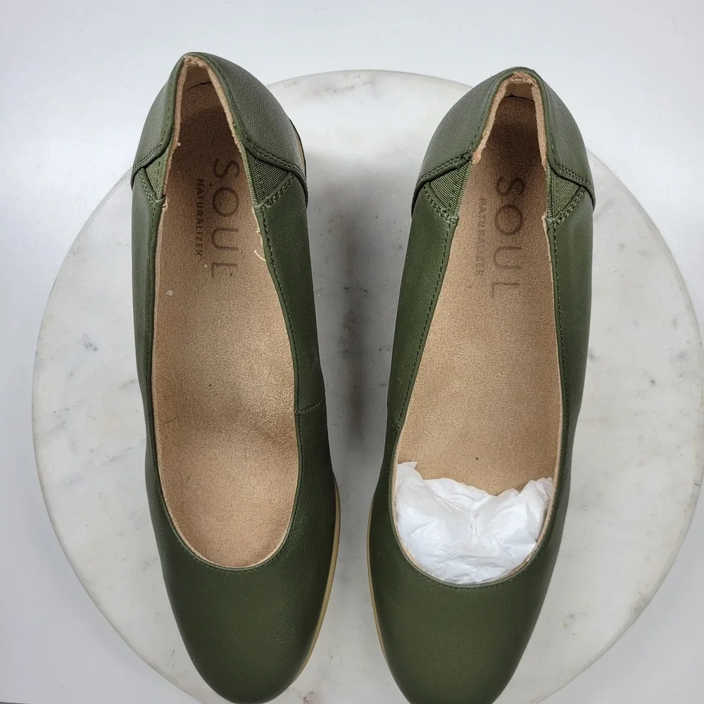 SOUL Naturalizer About Time Wedge Pumps 11M Olive Green Round Toe Comfort Casual